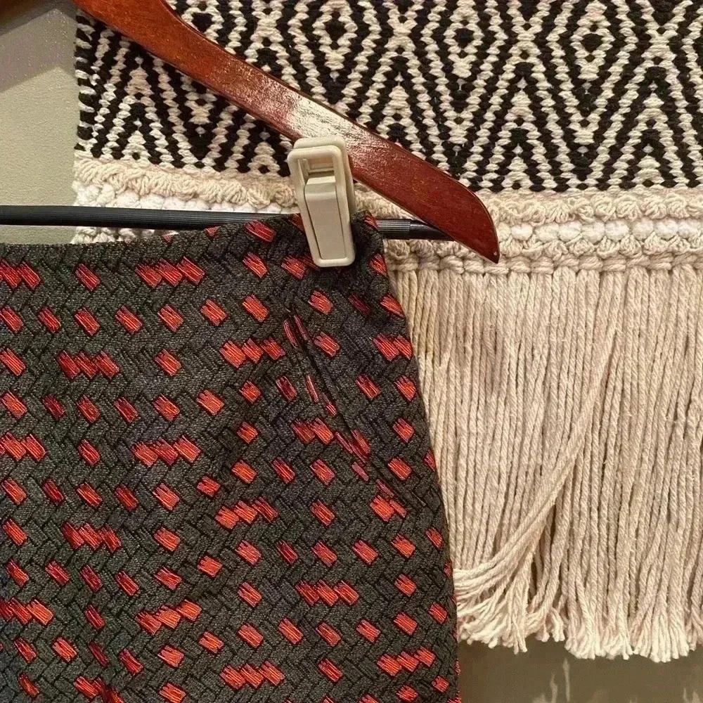 Miss Wu By Jason Wu Red Pattern Wool Mini Pencil … - image 5